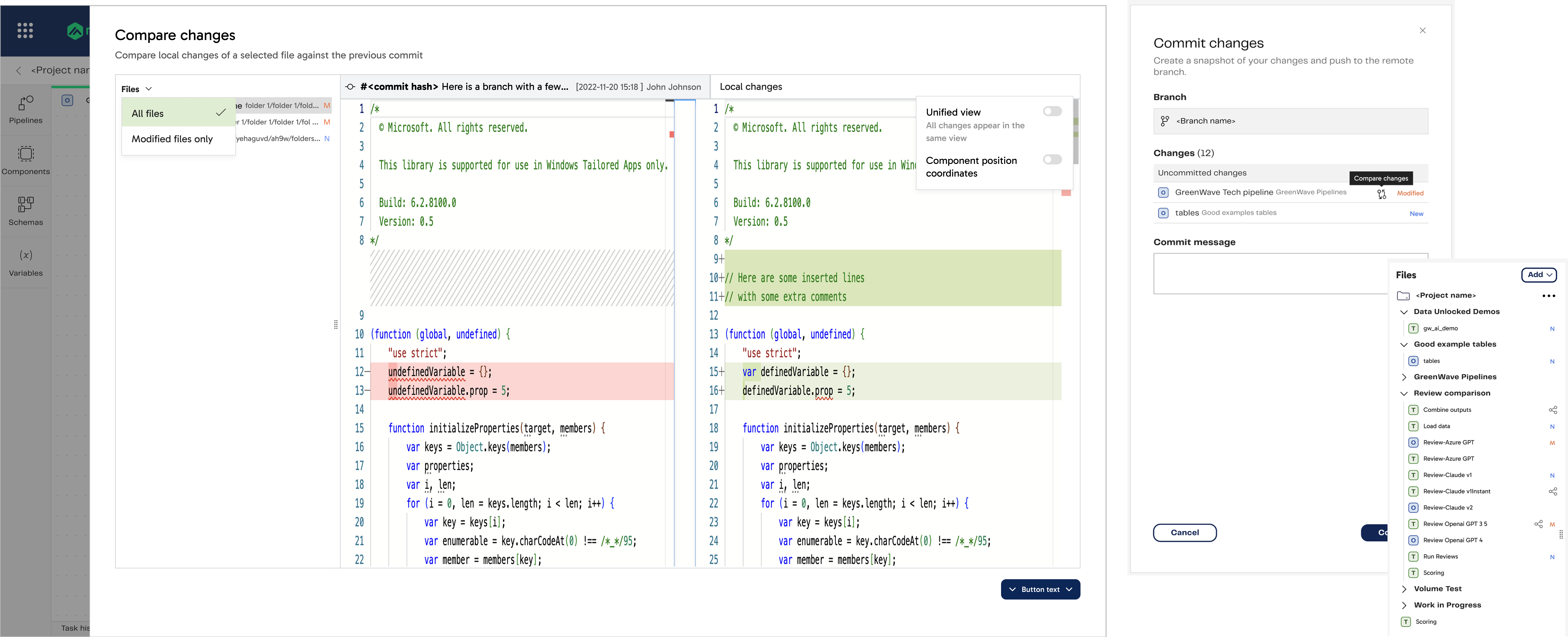 Git Diff screen